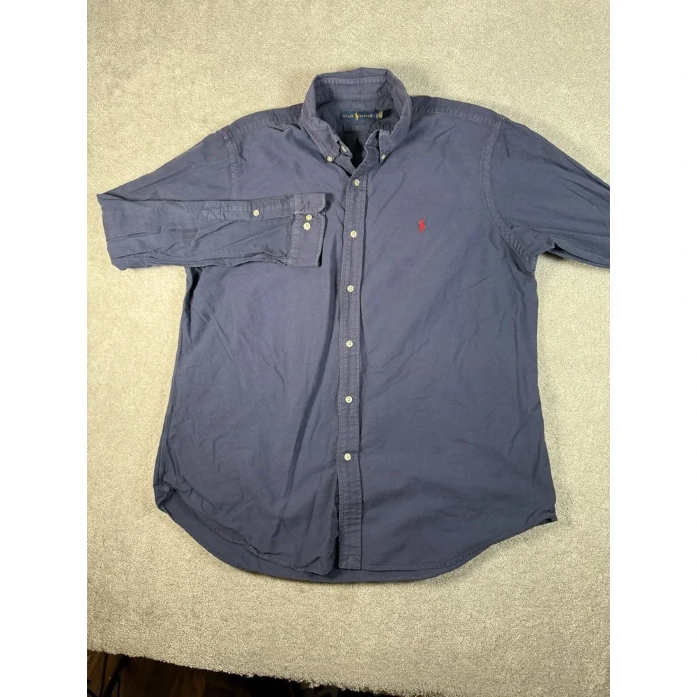 Ralph Lauren Shirt Mens XL‎ Blue Cotton Long Sleeve Button Down Pony Preppy